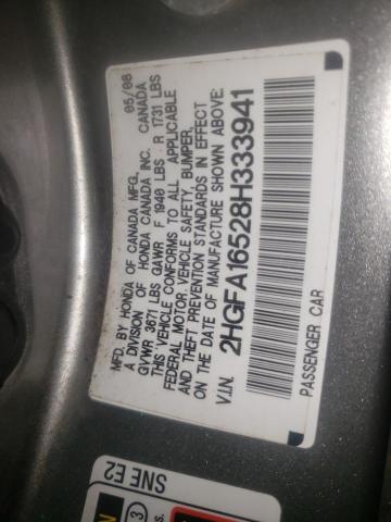 Photo 10 from auction – 2008 HONDA CIVIC LX with VIN 2HGFA16528H333941