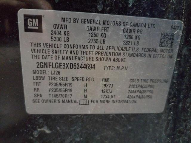 Photo 10 from auction – 2013 CHEVROLET EQUINOX LT with VIN 2GNFLGE3XD6344694