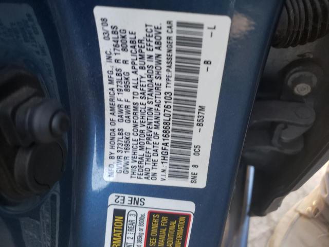 Photo 10 from auction – 2008 HONDA CIVIC EX with VIN 1HGFA16868L076103