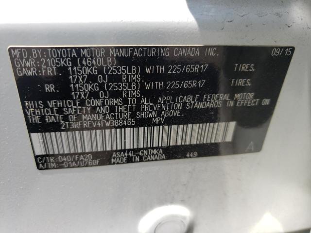 Photo 10 from auction – 2015 TOYOTA RAV4 XLE with VIN 2T3RFREV4FW388465