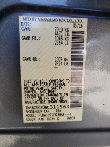 Photo 10 from auction – 2016 NISSAN LEAF SV with VIN 1N4BZ0CP0GC311563
