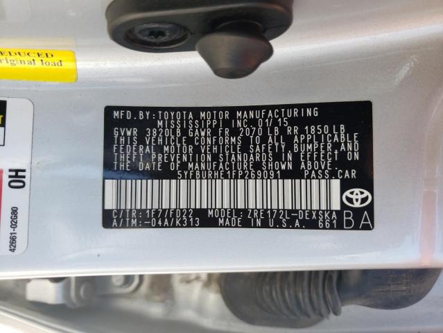 Photo 10 from auction – 2015 TOYOTA COROLLA L with VIN 5YFBURHE1FP269091