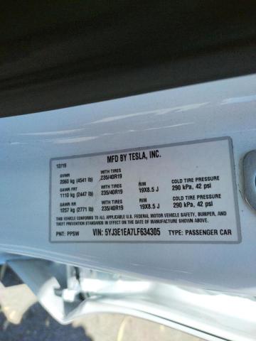 Photo 10 from auction – 2020 TESLA MODEL 3 with VIN 5YJ3E1EA7LF634305