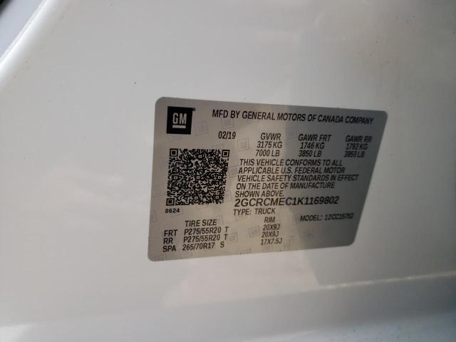 Photo 10 from auction – 2019 CHEVROLET SILVERADO with VIN 2GCRCMEC1K1169802
