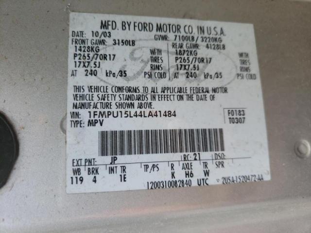 Photo 10 from auction – 2004 FORD EXPEDITION with VIN 1FMPU15L44LA41484