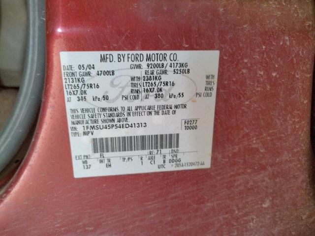 Photo 10 from auction – 2004 FORD EXCURSION with VIN 1FMSU45P54ED41313
