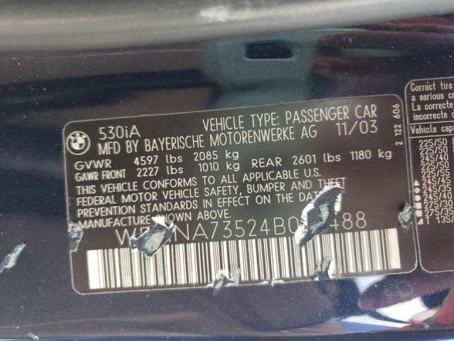 Photo 10 from auction – 2004 BMW 530 I with VIN WBANA73524B065488