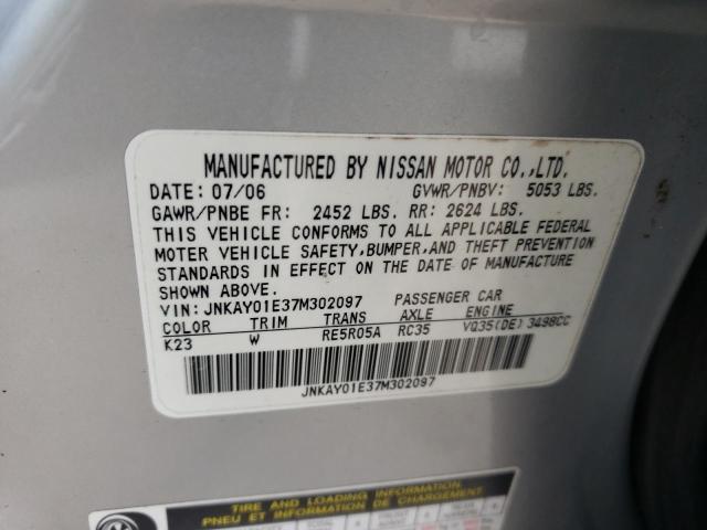 Photo 10 from auction – 2007 INFINITI M35 BASE with VIN JNKAY01E37M302097