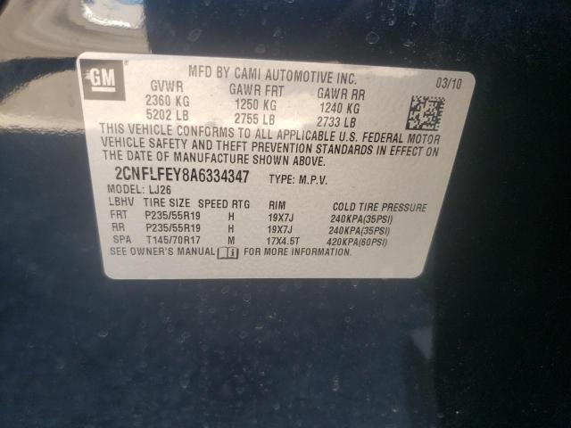 Photo 10 from auction – 2010 CHEVROLET EQUINOX LT with VIN 2CNFLFEY8A6334347