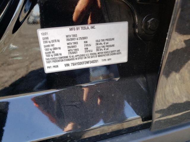 Photo 10 from auction – 2022 TESLA MODEL Y with VIN 7SAYGDEF2NF340281