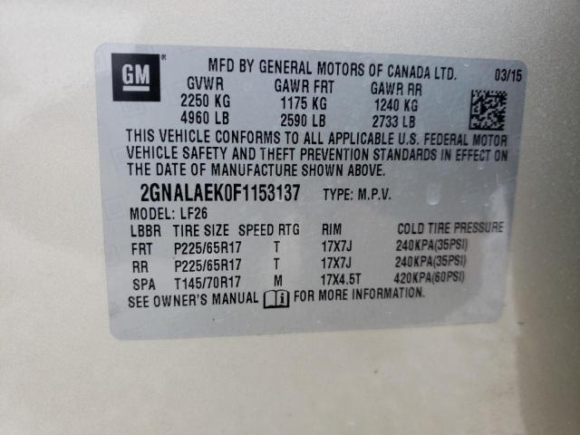 Photo 10 from auction – 2015 CHEVROLET EQUINOX LS with VIN 2GNALAEK0F1153137