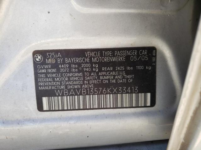Photo 10 from auction – 2006 BMW 325 I with VIN WBAVB13576KX33413