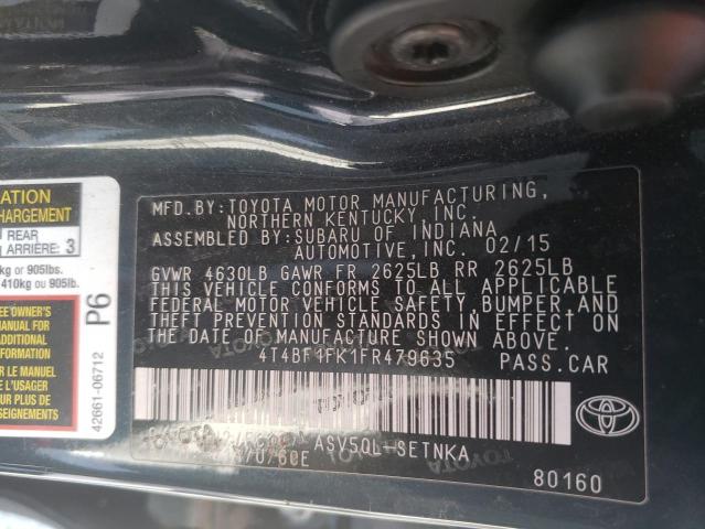 Photo 10 from auction – 2015 TOYOTA CAMRY LE with VIN 4T4BF1FK1FR479635