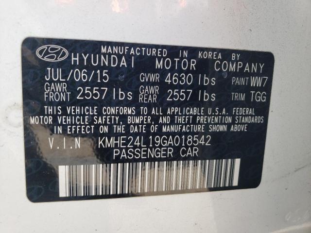 Photo 10 from auction – 2016 HYUNDAI SONATA HYB with VIN KMHE24L19GA018542