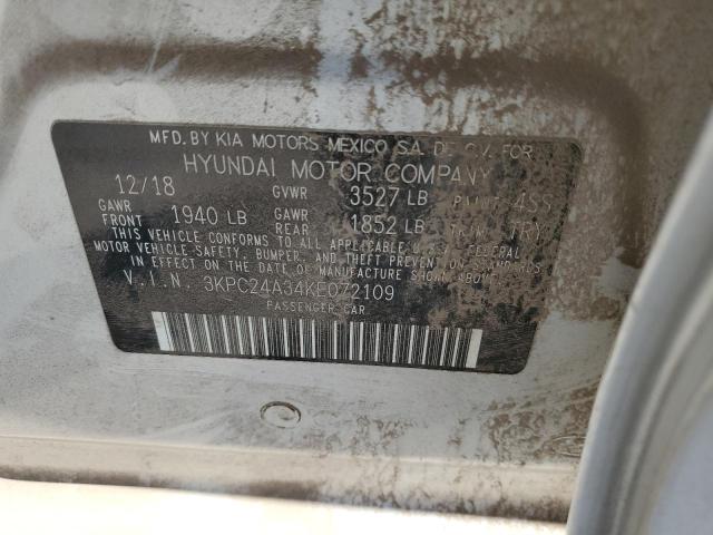 Photo 10 from auction – 2019 HYUNDAI ACCENT SE with VIN 3KPC24A34KE072109