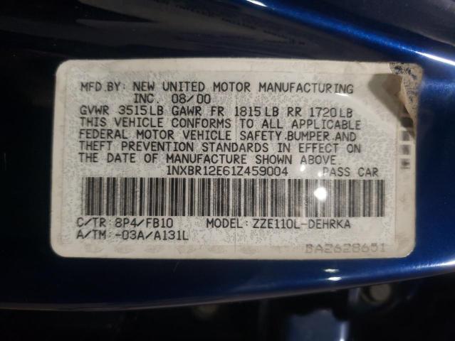 Photo 10 from auction – 2001 TOYOTA COROLLA CE with VIN 1NXBR12E61Z459004