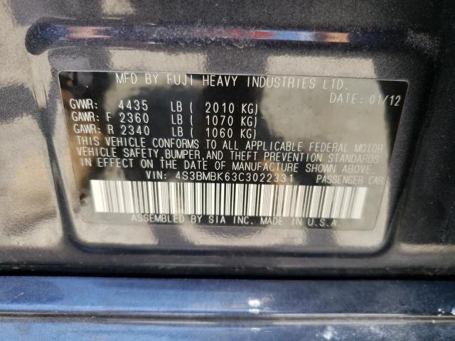 Photo 10 from auction – 2012 SUBARU LEGACY 2.5 with VIN 4S3BMBK63C3022331