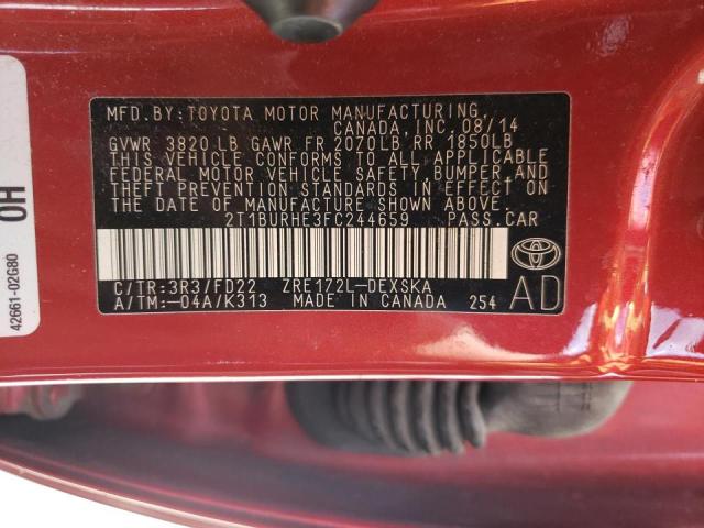 Photo 10 from auction – 2015 TOYOTA COROLLA L with VIN 2T1BURHE3FC244659
