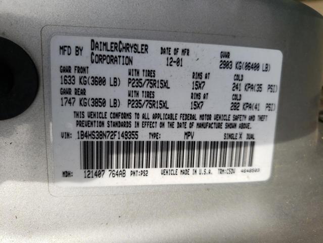 Photo 10 from auction – 2002 DODGE DURANGO SP with VIN 1B4HS38N72F149355