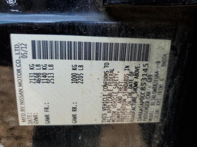 Photo 10 from auction – 2012 NISSAN MAXIMA S with VIN 1N4AA5AP0CC853145