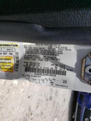Photo 10 from auction – 2017 FORD FUSION SE with VIN 3FA6P0LU3HR358554