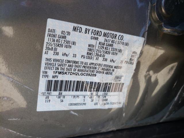 Photo 10 from auction – 2020 FORD EXPLORER X with VIN 1FMSK7DH2LGC09209