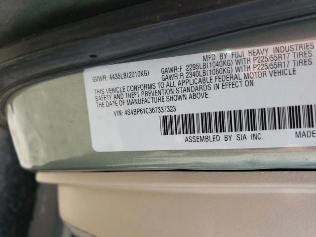 Photo 10 from auction – 2006 SUBARU LEGACY OUT with VIN 4S4BP61C367337323