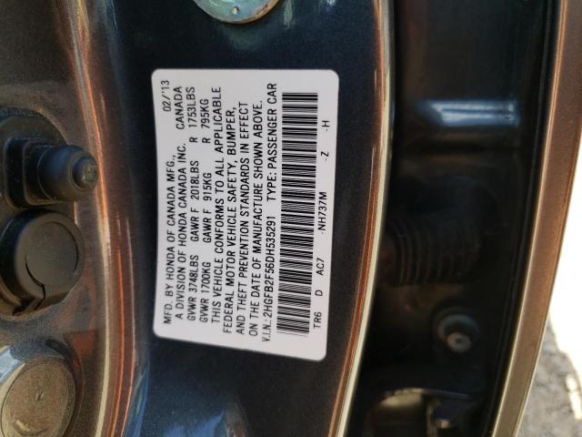 Photo 10 from auction – 2013 HONDA CIVIC LX with VIN 2HGFB2F56DH535291