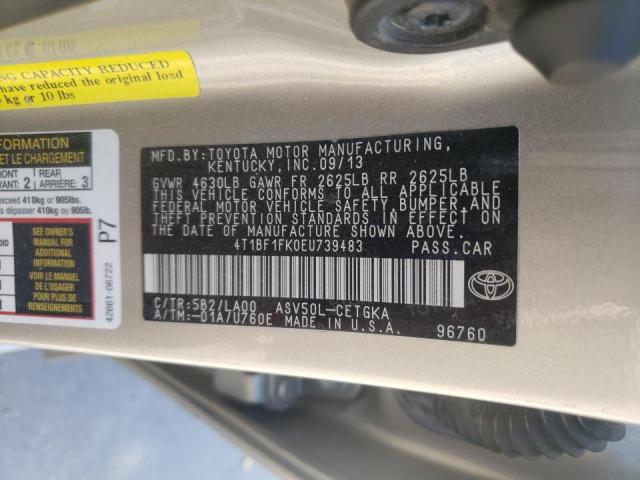 Photo 10 from auction – 2014 TOYOTA CAMRY L with VIN 4T1BF1FK0EU739483