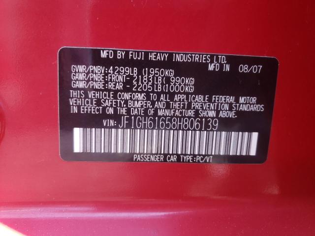Photo 10 from auction – 2008 SUBARU IMPREZA 2. with VIN JF1GH61658H806139