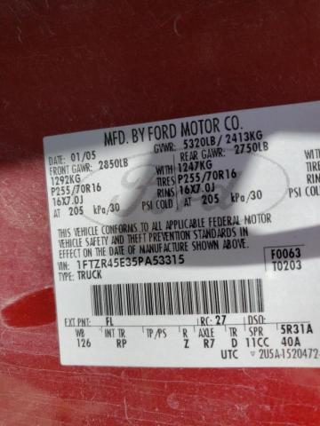 Photo 10 from auction – 2005 FORD RANGER SUP with VIN 1FTZR45E35PA53315