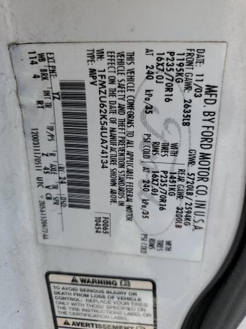 Photo 10 from auction – 2004 FORD EXPLORER X with VIN 1FMZU62K54UA74134