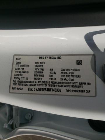 Photo 10 from auction – 2022 TESLA MODEL 3 with VIN 5YJ3E1EB4NF145386
