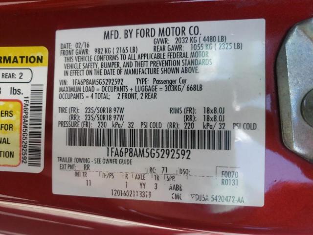 Photo 10 from auction – 2016 FORD MUSTANG with VIN 1FA6P8AM5G5292592