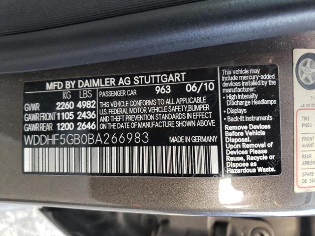 Photo 10 from auction – 2011 MERCEDES-BENZ E 350 with VIN WDDHF5GB0BA266983
