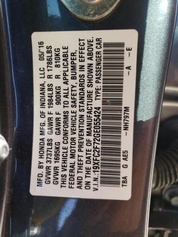 Photo 10 from auction – 2016 HONDA CIVIC EX with VIN 19XFC2F72GE055424
