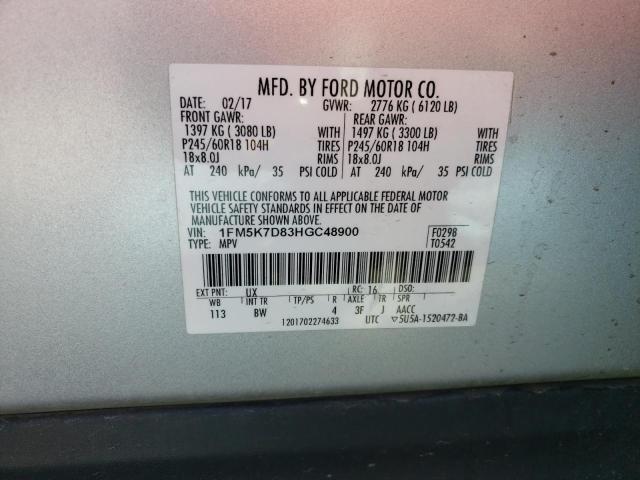 Photo 10 from auction – 2017 FORD EXPLORER X with VIN 1FM5K7D83HGC48900
