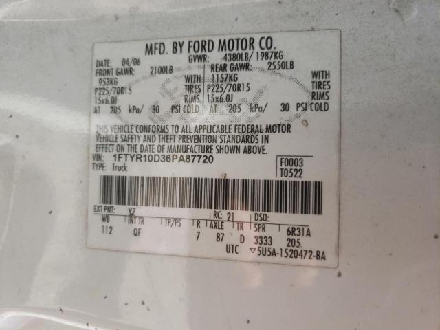 Photo 10 from auction – 2006 FORD RANGER with VIN 1FTYR10D36PA87720