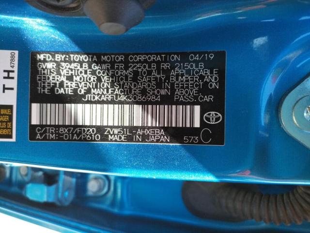 Photo 10 from auction – 2019 TOYOTA PRIUS with VIN JTDKARFU4K3086984