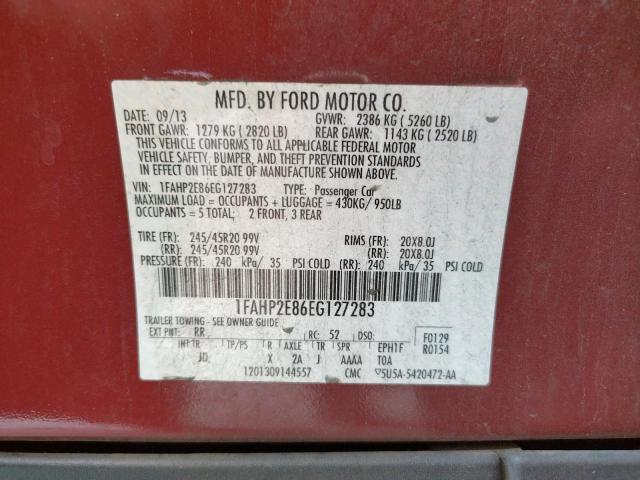 Photo 10 from auction – 2014 FORD TAURUS SEL with VIN 1FAHP2E86EG127283