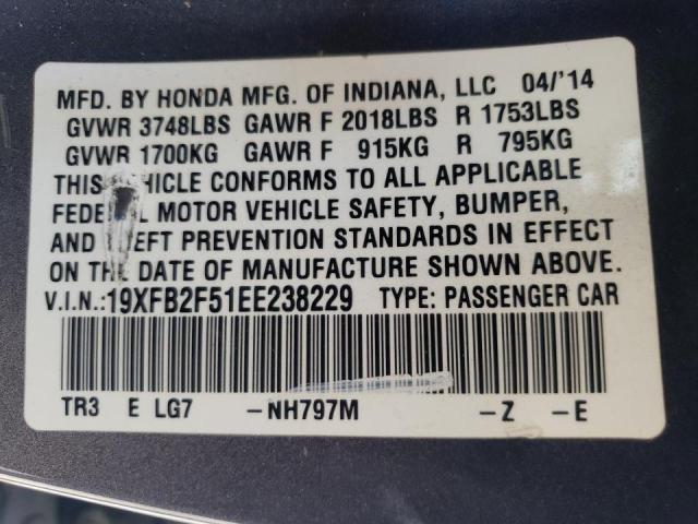 Photo 10 from auction – 2014 HONDA CIVIC LX with VIN 19XFB2F51EE238229