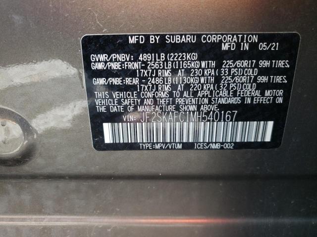Photo 10 from auction – 2021 SUBARU FORESTER with VIN JF2SKAFC1MH540167