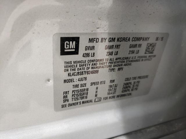 Photo 10 from auction – 2015 BUICK ENCORE CON with VIN KL4CJBSB7FB246099