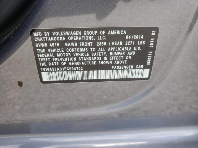 Photo 10 from auction – 2014 VOLKSWAGEN PASSAT S with VIN 1VWAS7A31EC094702