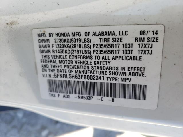 Photo 10 from auction – 2015 HONDA ODYSSEY with VIN 5FNRL5H63FB002341