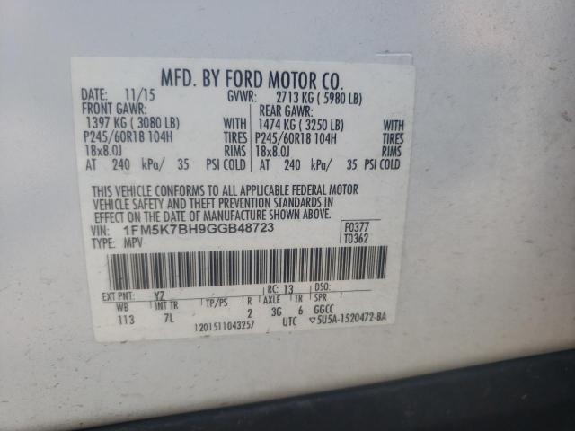 Photo 10 from auction – 2016 FORD EXPLORER with VIN 1FM5K7BH9GGB48723