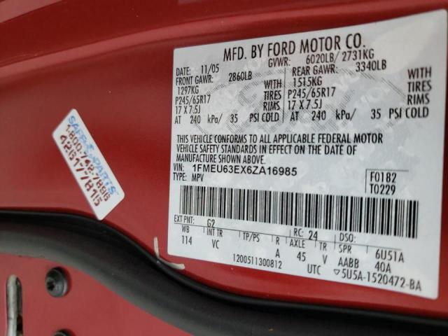 Photo 10 from auction – 2006 FORD EXPLORER X with VIN 1FMEU63EX6ZA16985