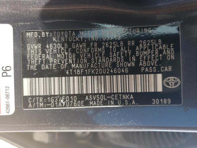 Photo 10 from auction – 2013 TOYOTA CAMRY L with VIN 4T1BF1FK2DU246046