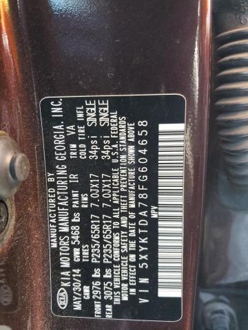 Photo 10 from auction – 2015 KIA SORENTO LX with VIN 5XYKTDA78FG604658