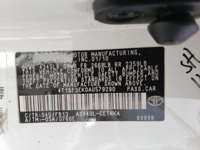 Photo 10 from auction – 2010 TOYOTA CAMRY BASE with VIN 4T1BF3EK0AU579290